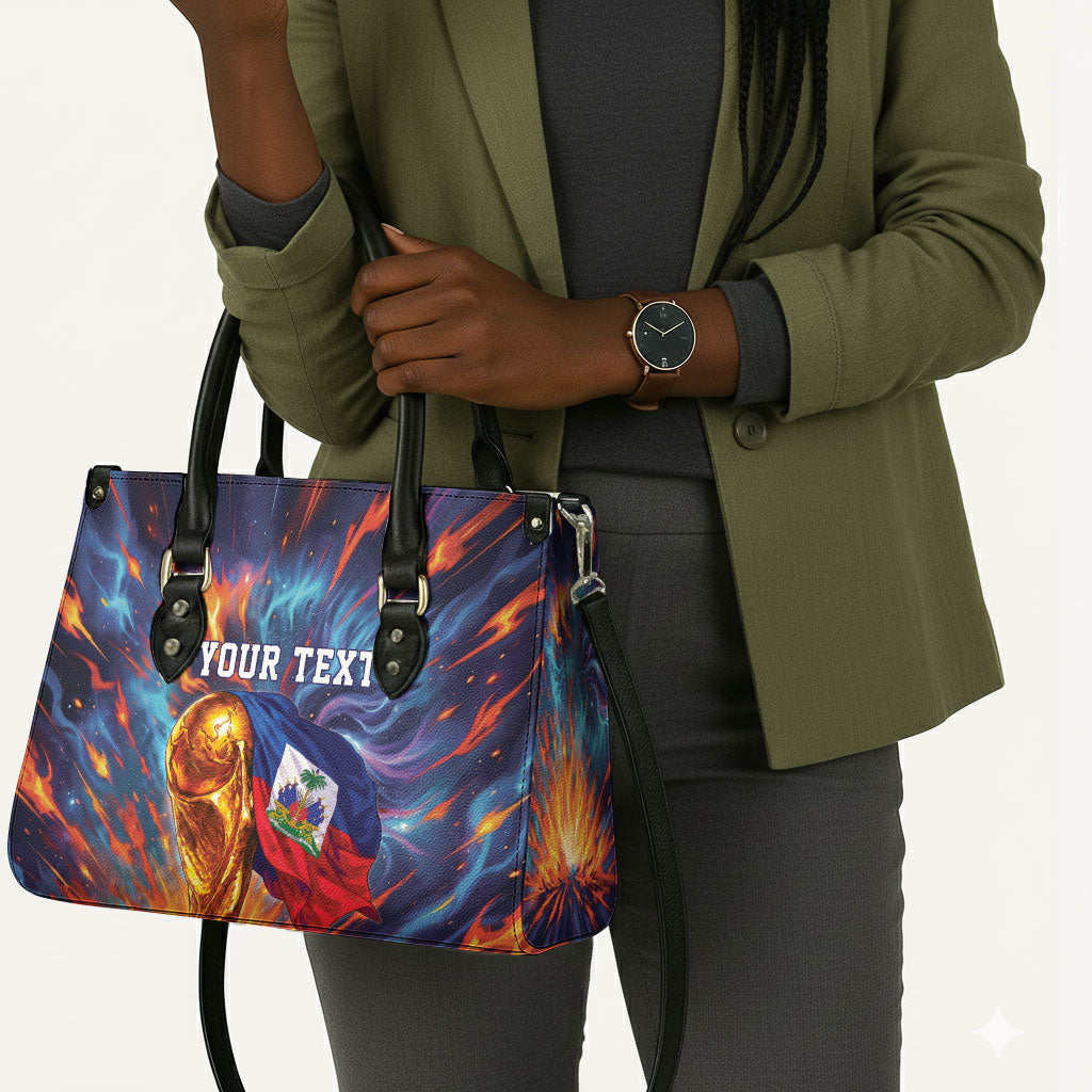 Personalized World Football 2026 Afro Haiti Leather Bag Les Grenadiers Trophy Flag Art