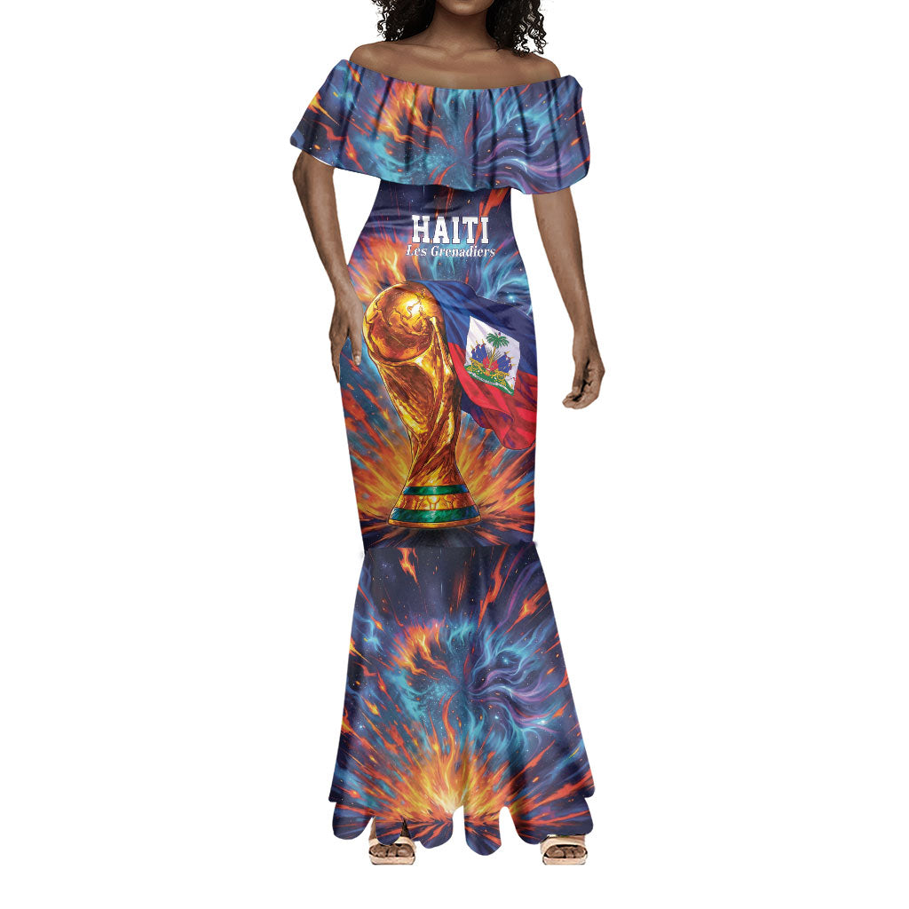 Personalized World Football 2026 Afro Haiti Mermaid Dress Les Grenadiers Trophy Flag Art