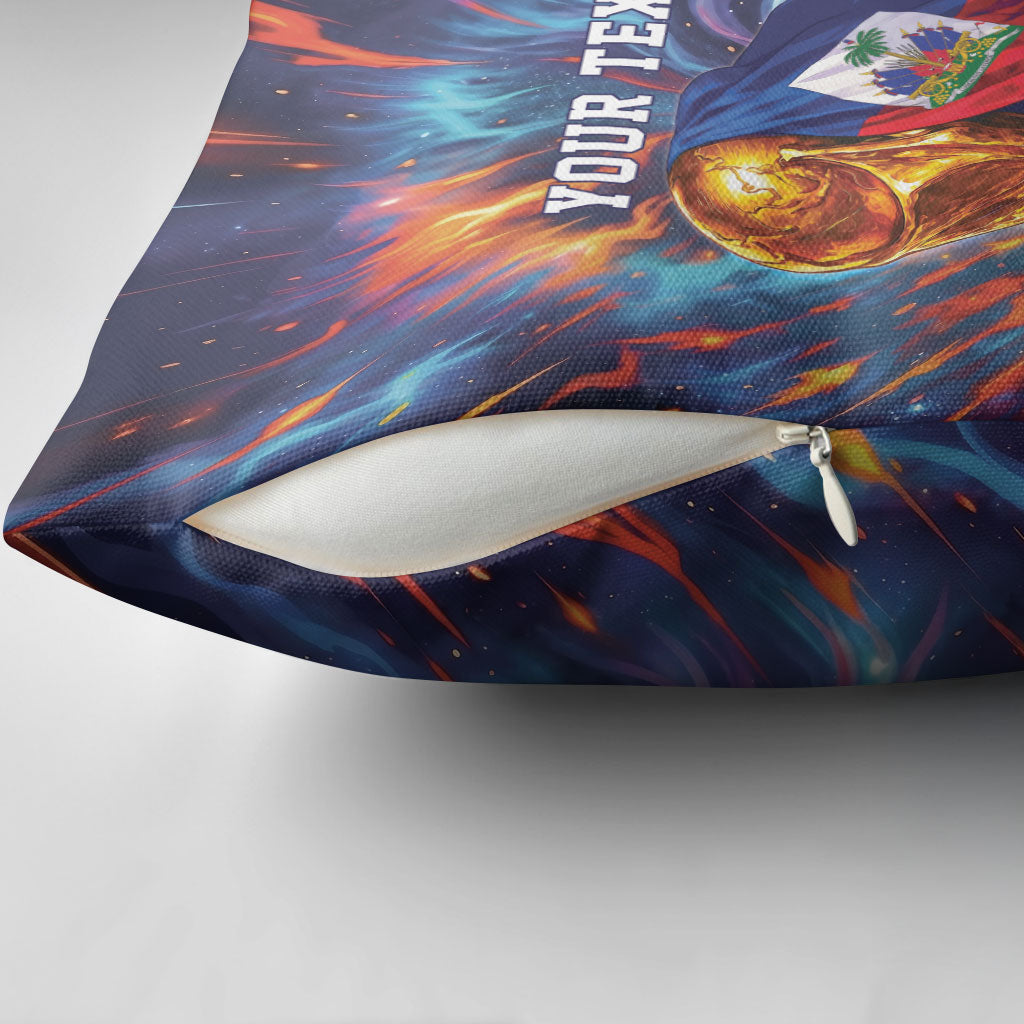 Personalized World Football 2026 Afro Haiti Pillow Cover Les Grenadiers Trophy Flag Art