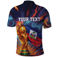 Personalized World Football 2026 Afro Haiti Polo Shirt Les Grenadiers Trophy Flag Art