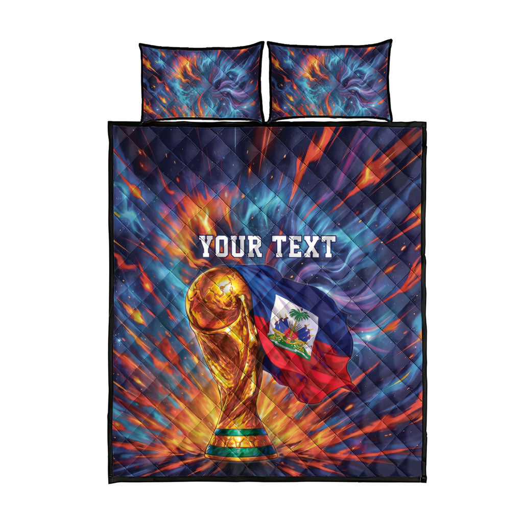 Personalized World Football 2026 Afro Haiti Quilt Bed Set Les Grenadiers Trophy Flag Art