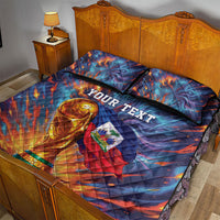 Personalized World Football 2026 Afro Haiti Quilt Bed Set Les Grenadiers Trophy Flag Art