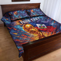 Personalized World Football 2026 Afro Haiti Quilt Bed Set Les Grenadiers Trophy Flag Art