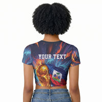 Personalized World Football 2026 Afro Haiti Raglan Cropped T shirt Les Grenadiers Trophy Flag Art