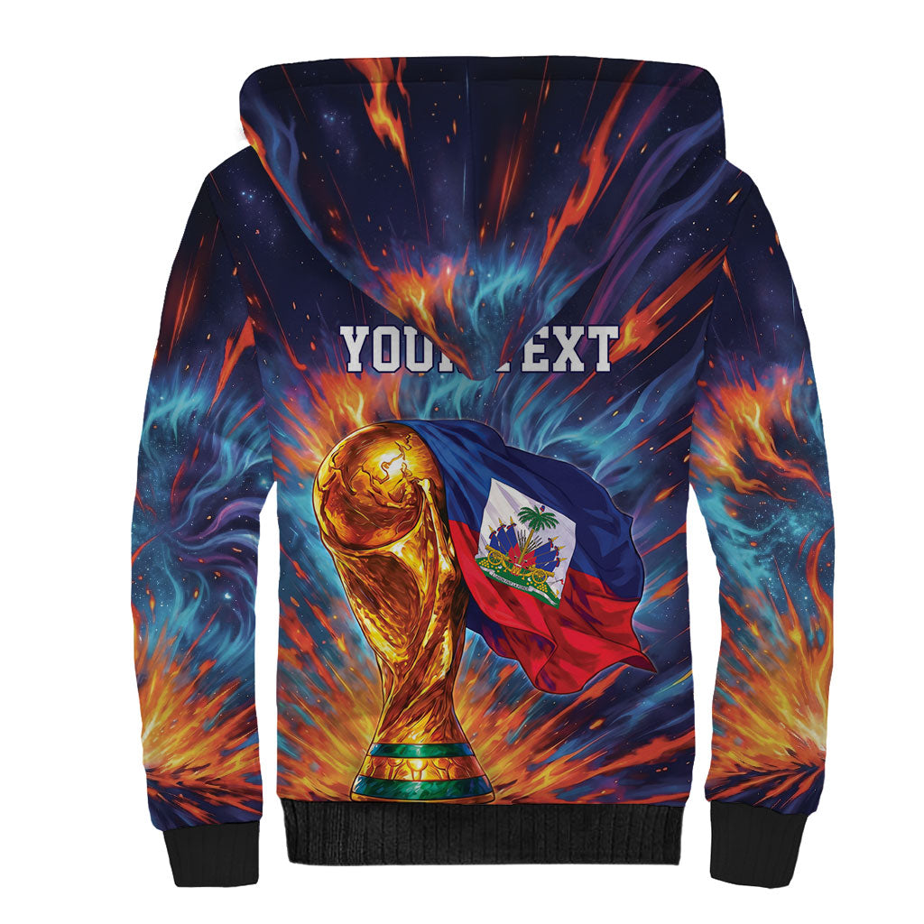 Personalized World Football 2026 Afro Haiti Sherpa Hoodie Les Grenadiers Trophy Flag Art