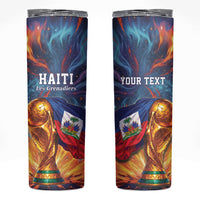 Personalized World Football 2026 Afro Haiti Skinny Tumbler Les Grenadiers Trophy Flag Art