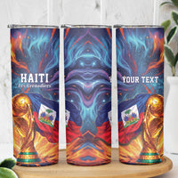 Personalized World Football 2026 Afro Haiti Skinny Tumbler Les Grenadiers Trophy Flag Art
