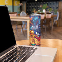 Personalized World Football 2026 Afro Haiti Skinny Tumbler Les Grenadiers Trophy Flag Art