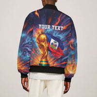 Personalized World Football 2026 Afro Haiti Sleeve Zip Bomber Jacket Les Grenadiers Trophy Flag Art
