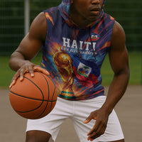Personalized World Football 2026 Afro Haiti Sleeveless Hoodie Les Grenadiers Trophy Flag Art