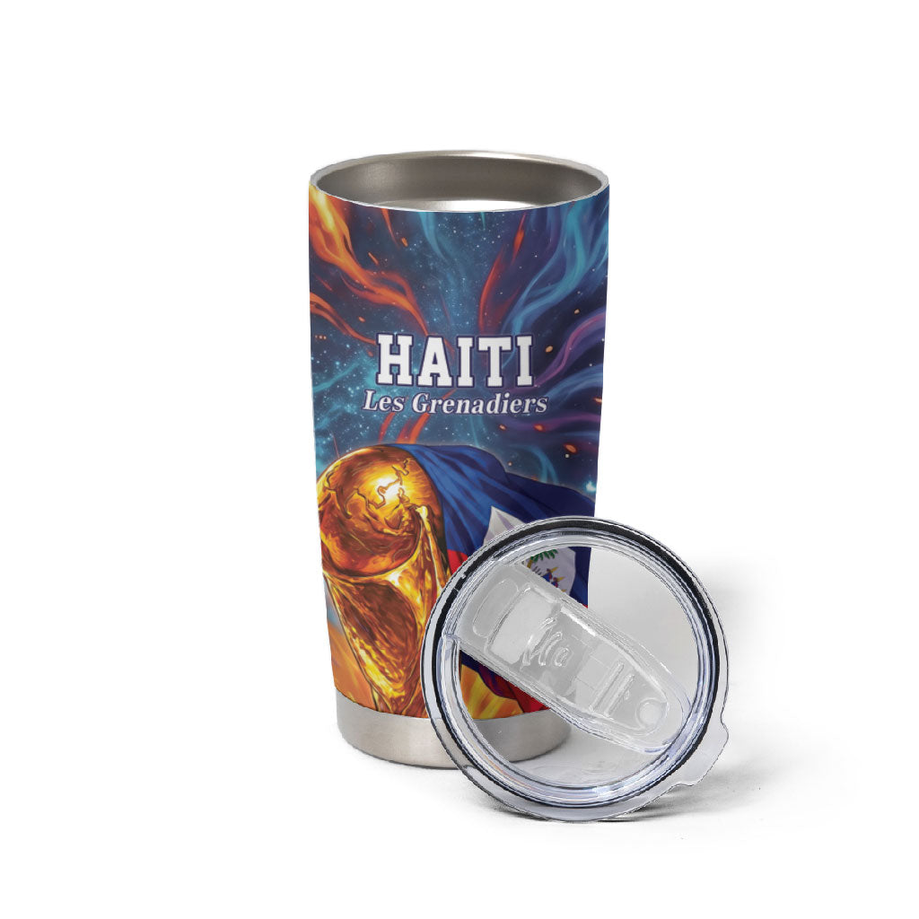 Personalized World Football 2026 Afro Haiti Tumbler Cup Les Grenadiers Trophy Flag Art