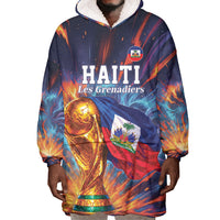 Personalized World Football 2026 Afro Haiti Wearable Blanket Hoodie Les Grenadiers Trophy Flag Art