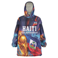 Personalized World Football 2026 Afro Haiti Wearable Blanket Hoodie Les Grenadiers Trophy Flag Art