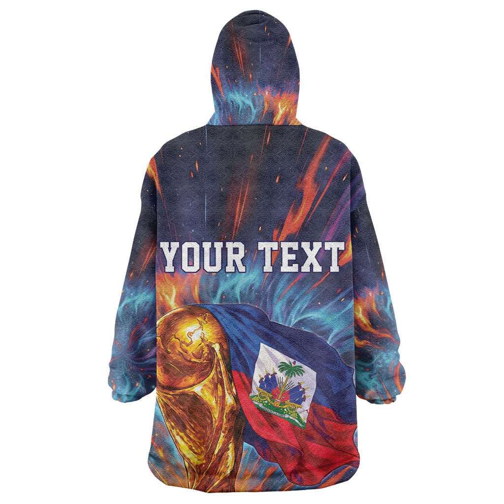 Personalized World Football 2026 Afro Haiti Wearable Blanket Hoodie Les Grenadiers Trophy Flag Art