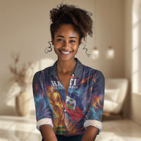 Personalized World Football 2026 Afro Haiti Women Casual Shirt Les Grenadiers Trophy Flag Art