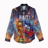 Personalized World Football 2026 Afro Haiti Women Casual Shirt Les Grenadiers Trophy Flag Art