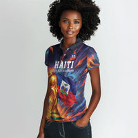Personalized World Football 2026 Afro Haiti Women Polo Shirt Les Grenadiers Trophy Flag Art
