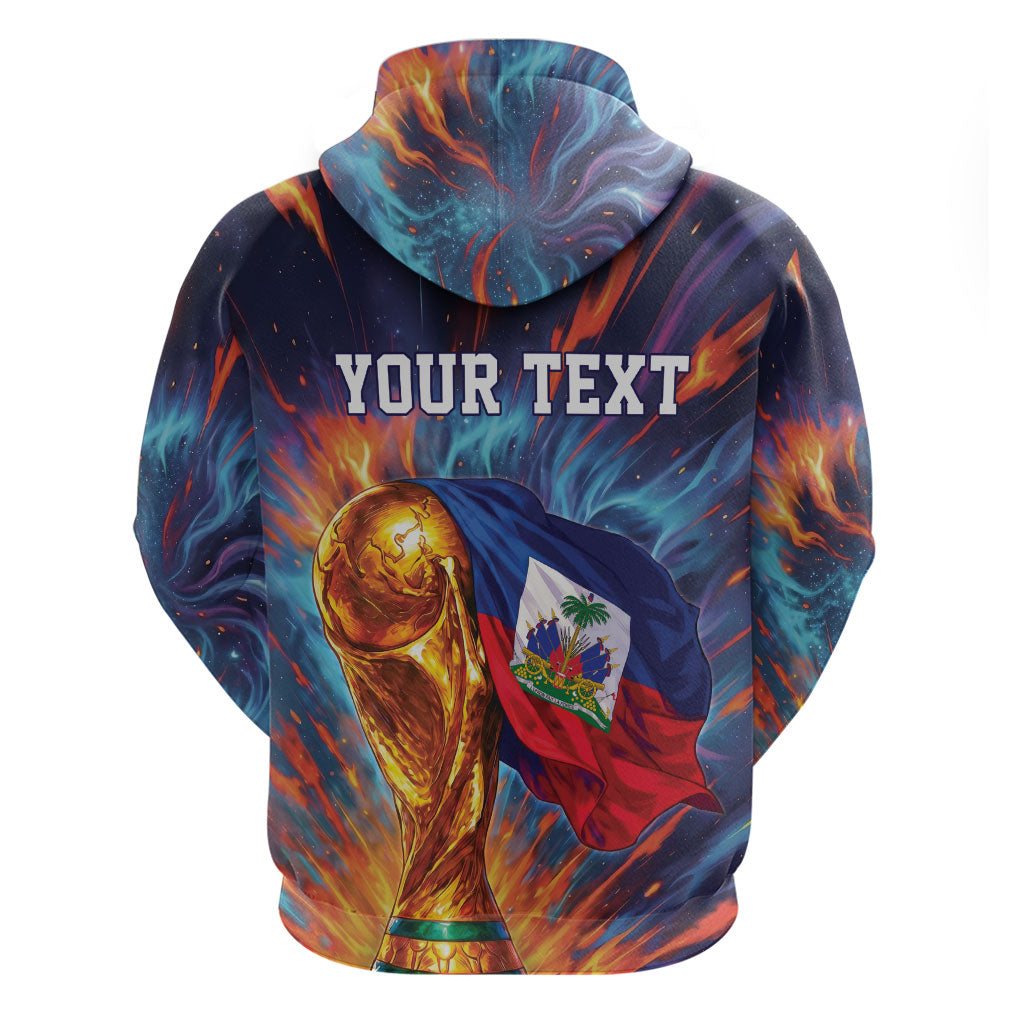 Personalized World Football 2026 Afro Haiti Zip Hoodie Les Grenadiers Trophy Flag Art