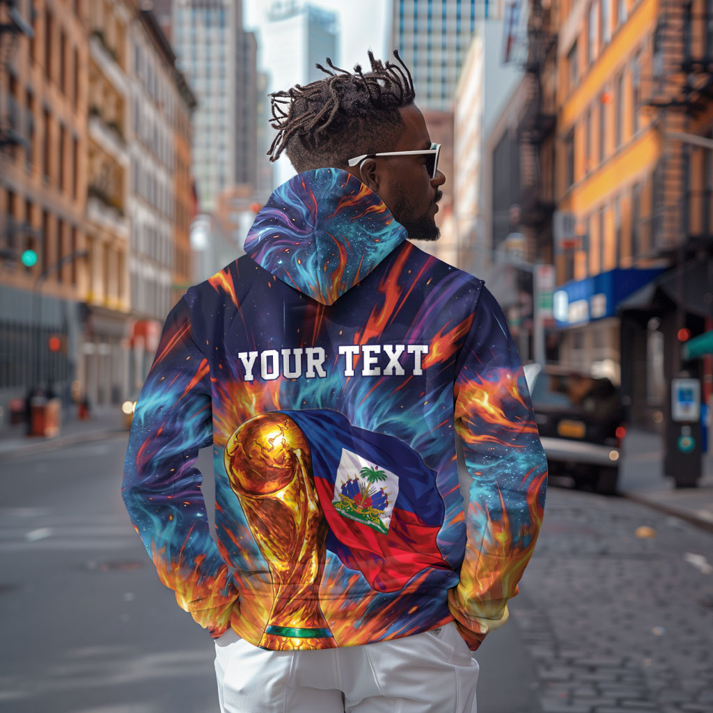 Personalized World Football 2026 Afro Haiti Zip Hoodie Les Grenadiers Trophy Flag Art