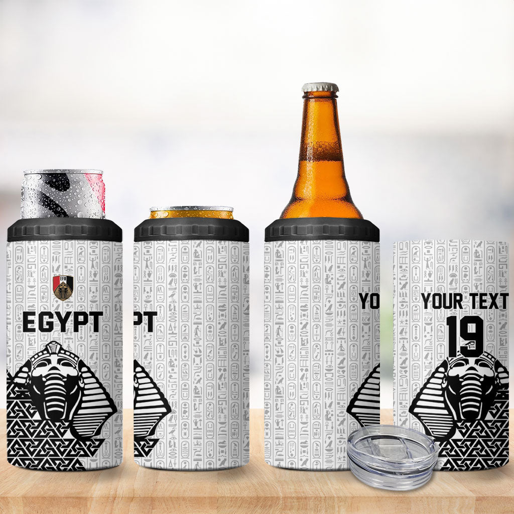 Custom World Football 2026 Egypt 4 in 1 Can Cooler Tumbler Pharaohs Hieroglyphs Pride White Version