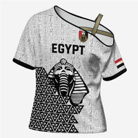 Custom World Football 2026 Egypt Cross Shoulder Shirt Pharaohs Hieroglyphs Pride White Version