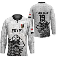 Custom World Football 2026 Egypt Hockey Jersey Pharaohs Hieroglyphs Pride White Version