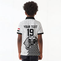 Custom World Football 2026 Egypt Kid Polo Shirt Pharaohs Hieroglyphs Pride White Version