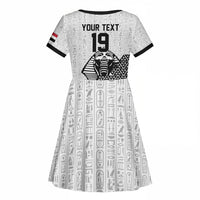 Custom World Football 2026 Egypt Kid Short Sleeve Dress Pharaohs Hieroglyphs Pride White Version