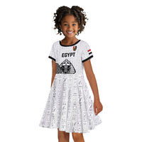 Custom World Football 2026 Egypt Kid Short Sleeve Dress Pharaohs Hieroglyphs Pride White Version