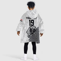 Custom World Football 2026 Egypt Kid Wearable Blanket Hoodie Pharaohs Hieroglyphs Pride White Version