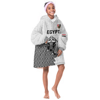 Custom World Football 2026 Egypt Kid Wearable Blanket Hoodie Pharaohs Hieroglyphs Pride White Version