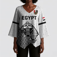 Custom World Football 2026 Egypt Kimono Sleeve Blouse Pharaohs Hieroglyphs Pride White Version