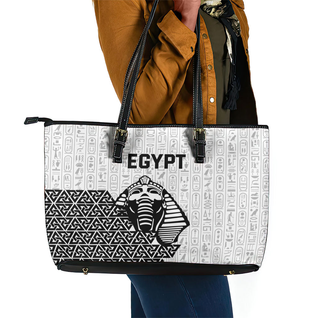 World Football 2026 Egypt Leather Tote Bag Pharaohs Hieroglyphs Pride White Version