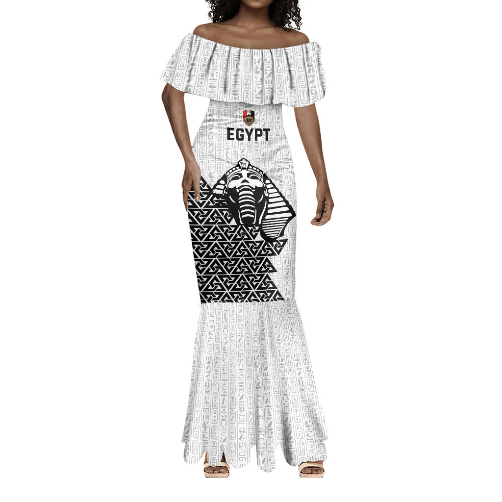 Custom World Football 2026 Egypt Mermaid Dress Pharaohs Hieroglyphs Pride White Version