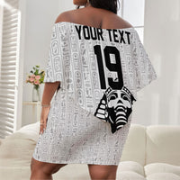 Custom World Football 2026 Egypt Off Shoulder Short Dress Pharaohs Hieroglyphs Pride White Version