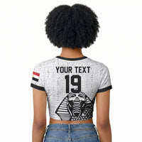 Custom World Football 2026 Egypt Raglan Cropped T shirt Pharaohs Hieroglyphs Pride White Version
