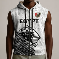 Custom World Football 2026 Egypt Sleeveless Zip Hoodie Pharaohs Hieroglyphs Pride White Version