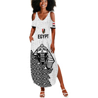 Custom World Football 2026 Egypt Summer Maxi Dress Pharaohs Hieroglyphs Pride White Version