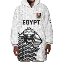 Custom World Football 2026 Egypt Wearable Blanket Hoodie Pharaohs Hieroglyphs Pride White Version