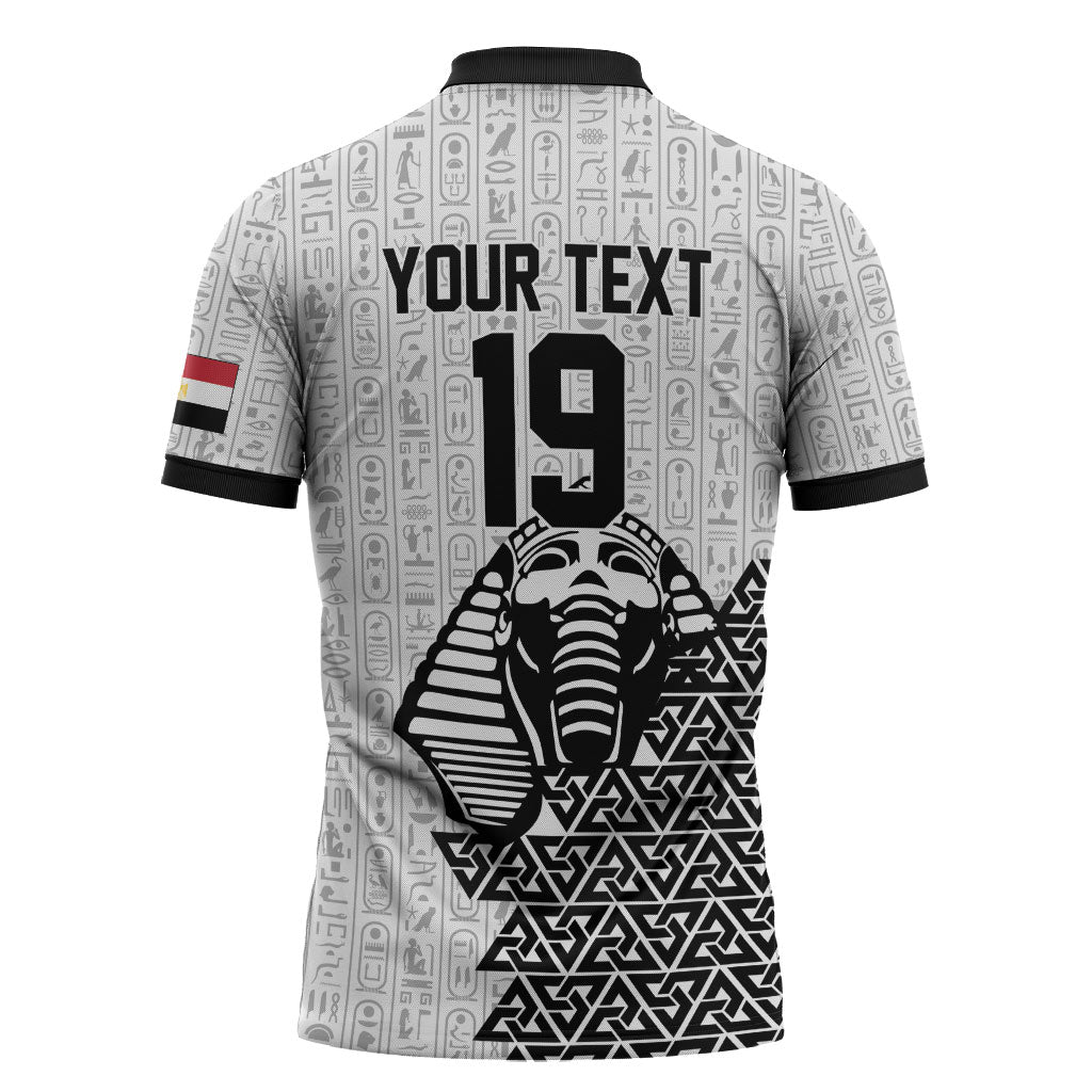 Custom World Football 2026 Egypt Zipper Polo Shirt Pharaohs Hieroglyphs Pride White Version