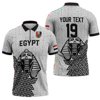 Custom World Football 2026 Egypt Zipper Polo Shirt Pharaohs Hieroglyphs Pride White Version