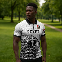 Custom World Football 2026 Egypt Zipper Polo Shirt Pharaohs Hieroglyphs Pride White Version