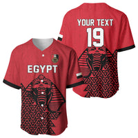 Custom World Football 2026 Egypt Baseball Jersey Pharaohs Hieroglyphs Pride Red Version