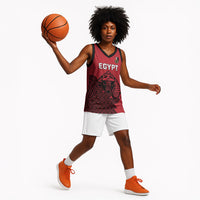 Custom World Football 2026 Egypt Basketball Jersey Pharaohs Hieroglyphs Pride Red Version