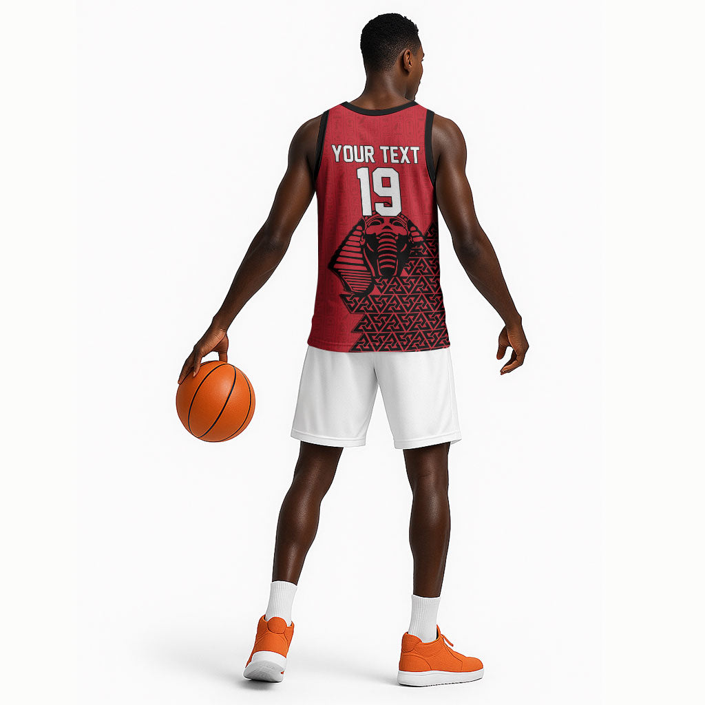 Custom World Football 2026 Egypt Basketball Jersey Pharaohs Hieroglyphs Pride Red Version