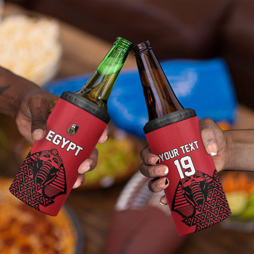 Custom World Football 2026 Egypt 4 in 1 Can Cooler Tumbler Pharaohs Hieroglyphs Pride Red Version