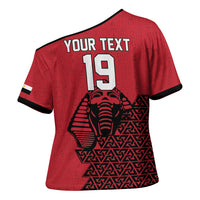 Custom World Football 2026 Egypt Cross Shoulder Shirt Pharaohs Hieroglyphs Pride Red Version