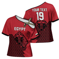 Custom World Football 2026 Egypt Cross Shoulder Shirt Pharaohs Hieroglyphs Pride Red Version