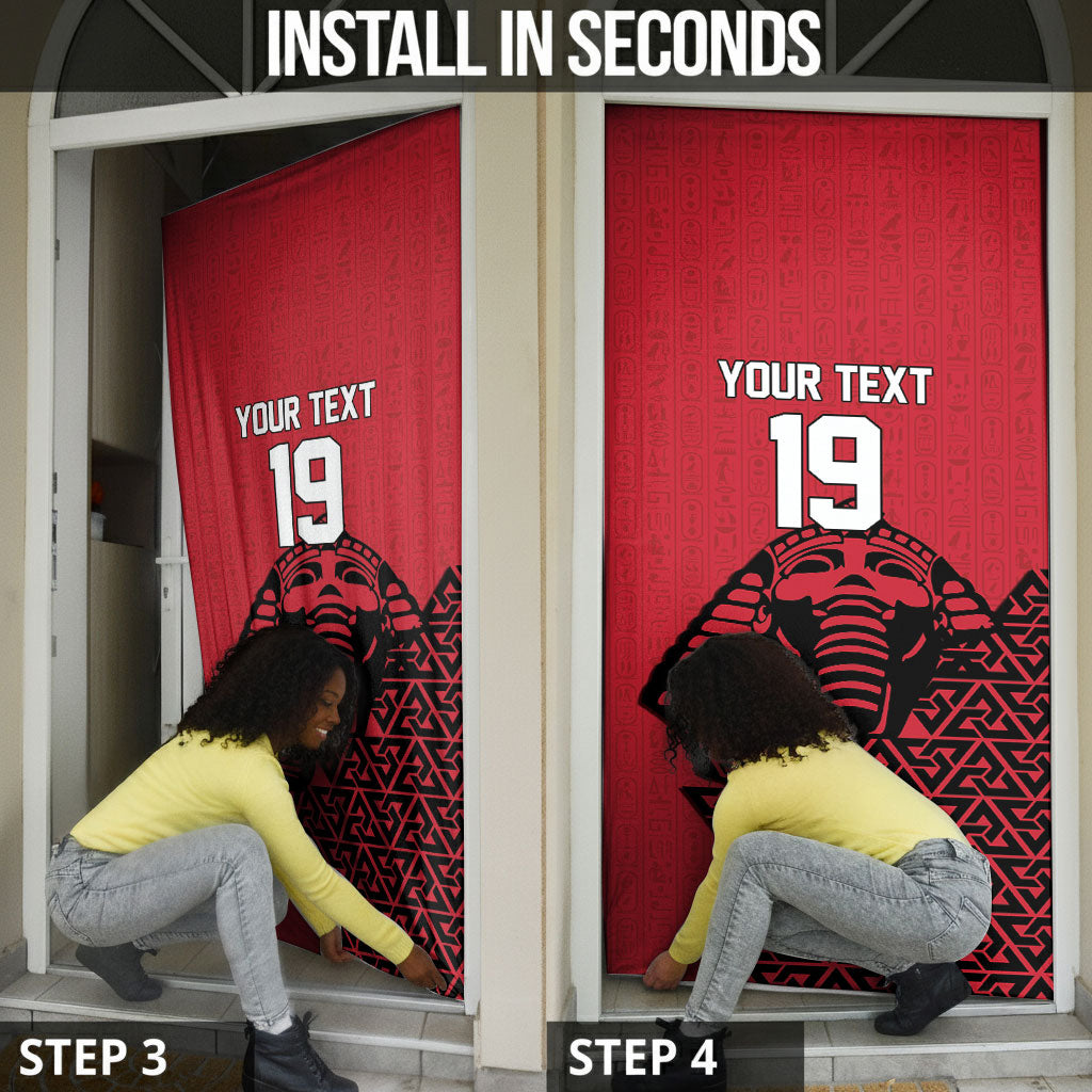 Custom World Football 2026 Egypt Door Cover Pharaohs Hieroglyphs Pride Red Version