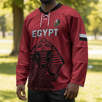 Custom World Football 2026 Egypt Hockey Jersey Pharaohs Hieroglyphs Pride Red Version